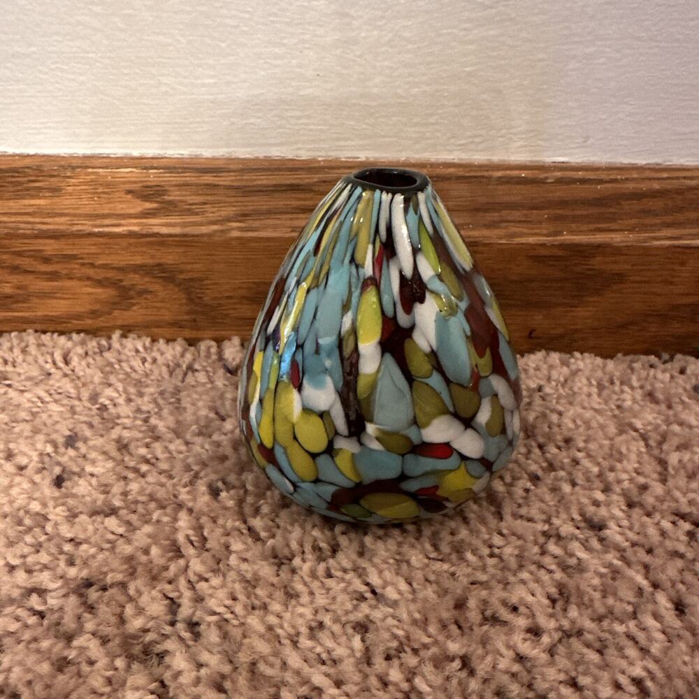 PEARLESSENCE Handblown Art Glass Bud Vase Reed Diffuser Multicolor Mini Decor